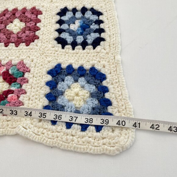 Vintage Granny Square Crochet Blanket 41" x 54" - Picture 5 of 10